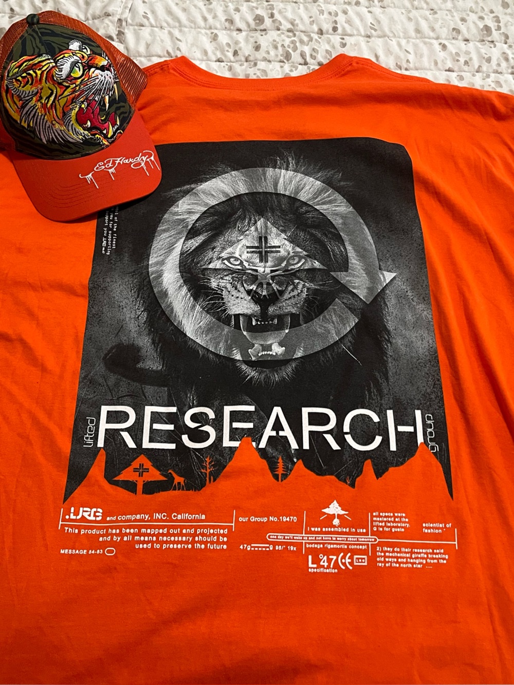 Lrg Orange Graphic Research Tee